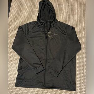 Nike Dri Fit Full Zip Hooded Black Heather Striped Jacket Men’s XL NWT